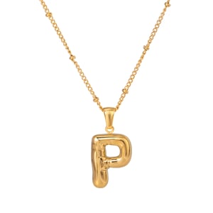 Collana con ciondolo da donna in acciaio inossidabile placcato Colore oro , stile casual semplice, a forma di lettera P, 1 pezzo h5 